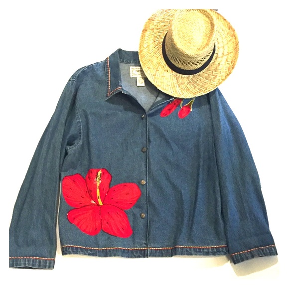 Vintage Tops - Vintage Hibiscus 🌺 Denim